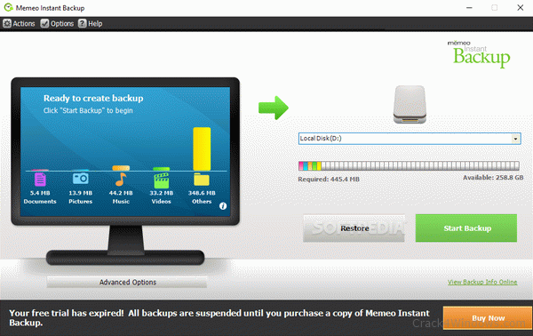 how to create a new backup with memeo instant backup
